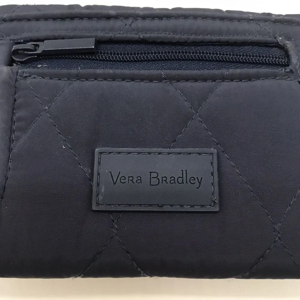Vera Bradley Wallet Trifold CC ID Cash Quilted Navy Blue Floral Lined 5.5 x 4.5 - Picture 2 of 15